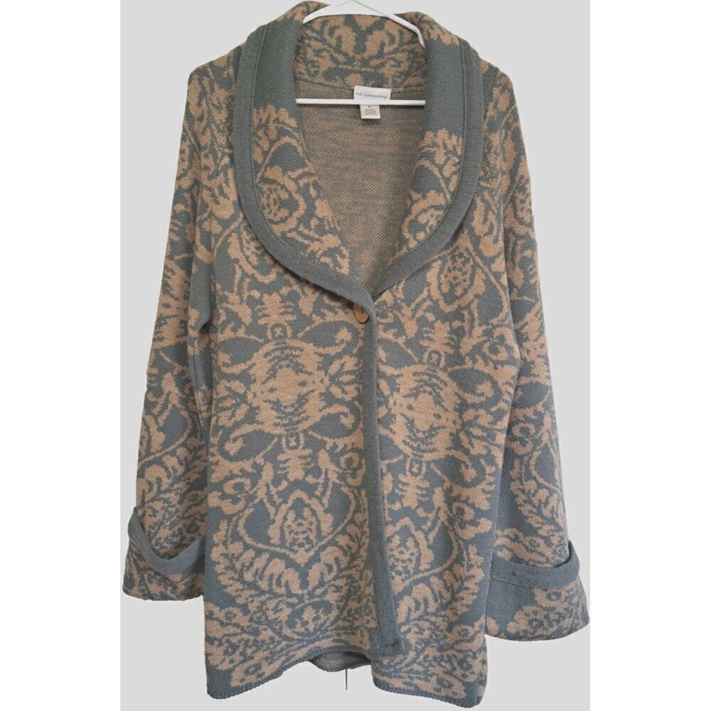 Soft Surroundings S 1-Button Oversized Shawl Collar Long Raglan Sleeve Cardigan
